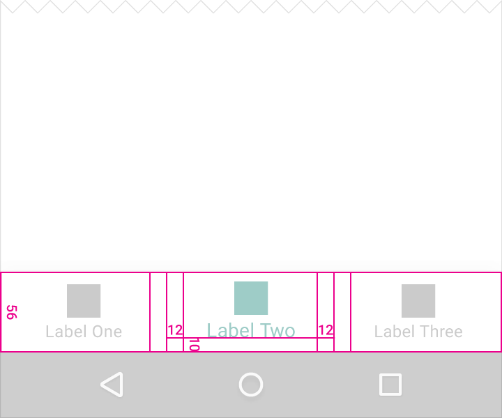 Material Design 中底部导航栏的文本内边距和高度
