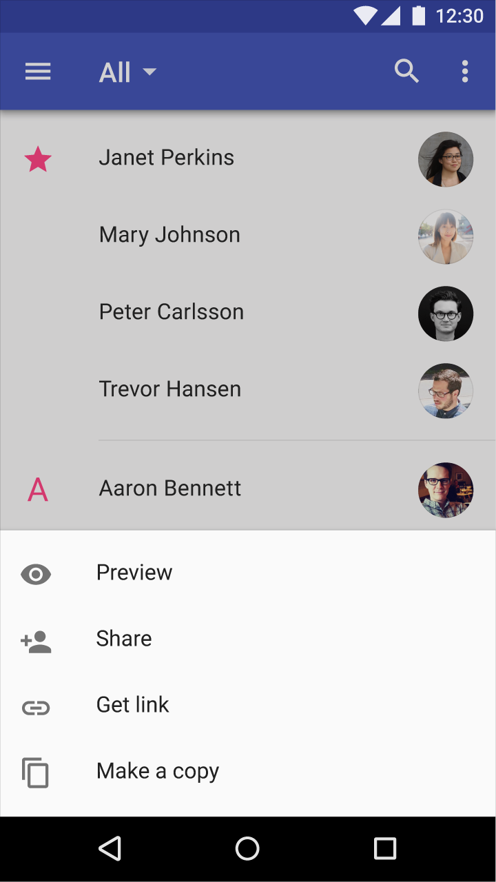 Material Design: Bottom sheets should not overlap app bar