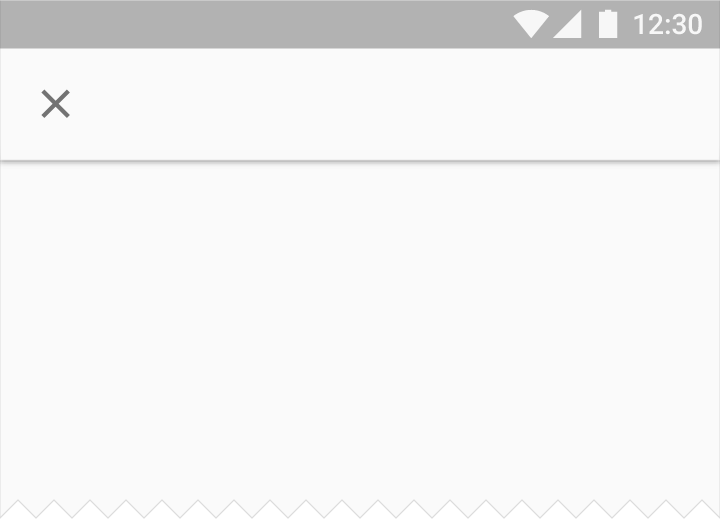 Material Design modal bottom sheets show an X in app bar