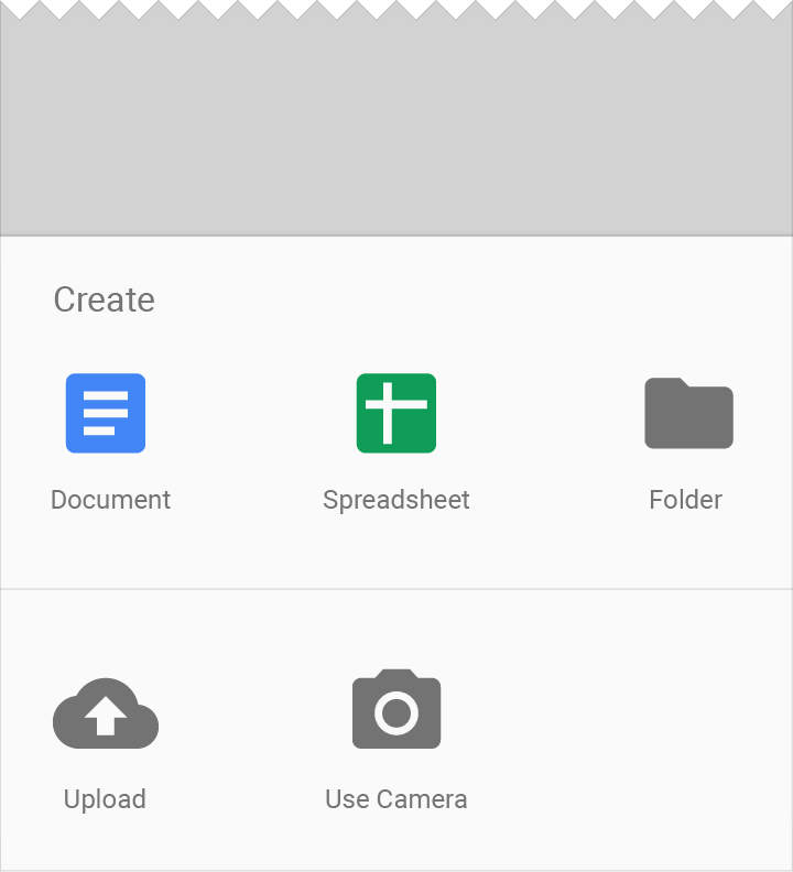 Material Design keylines for grid bottom sheet header