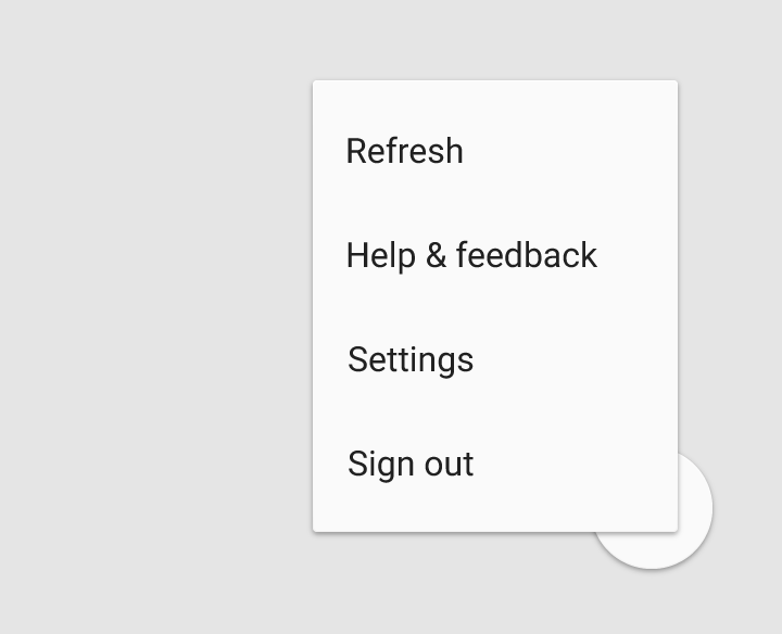 Floating action button in Material Design, not overflow menus