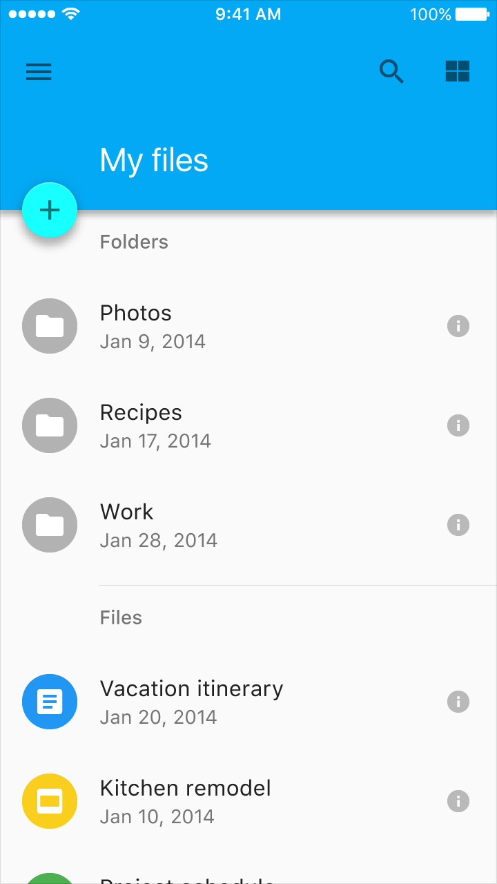 Add files using Material Design