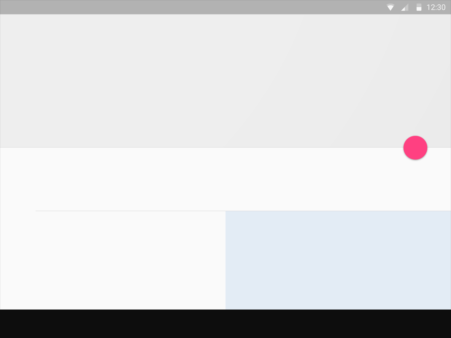 Floating action button on a sheet in Material Design