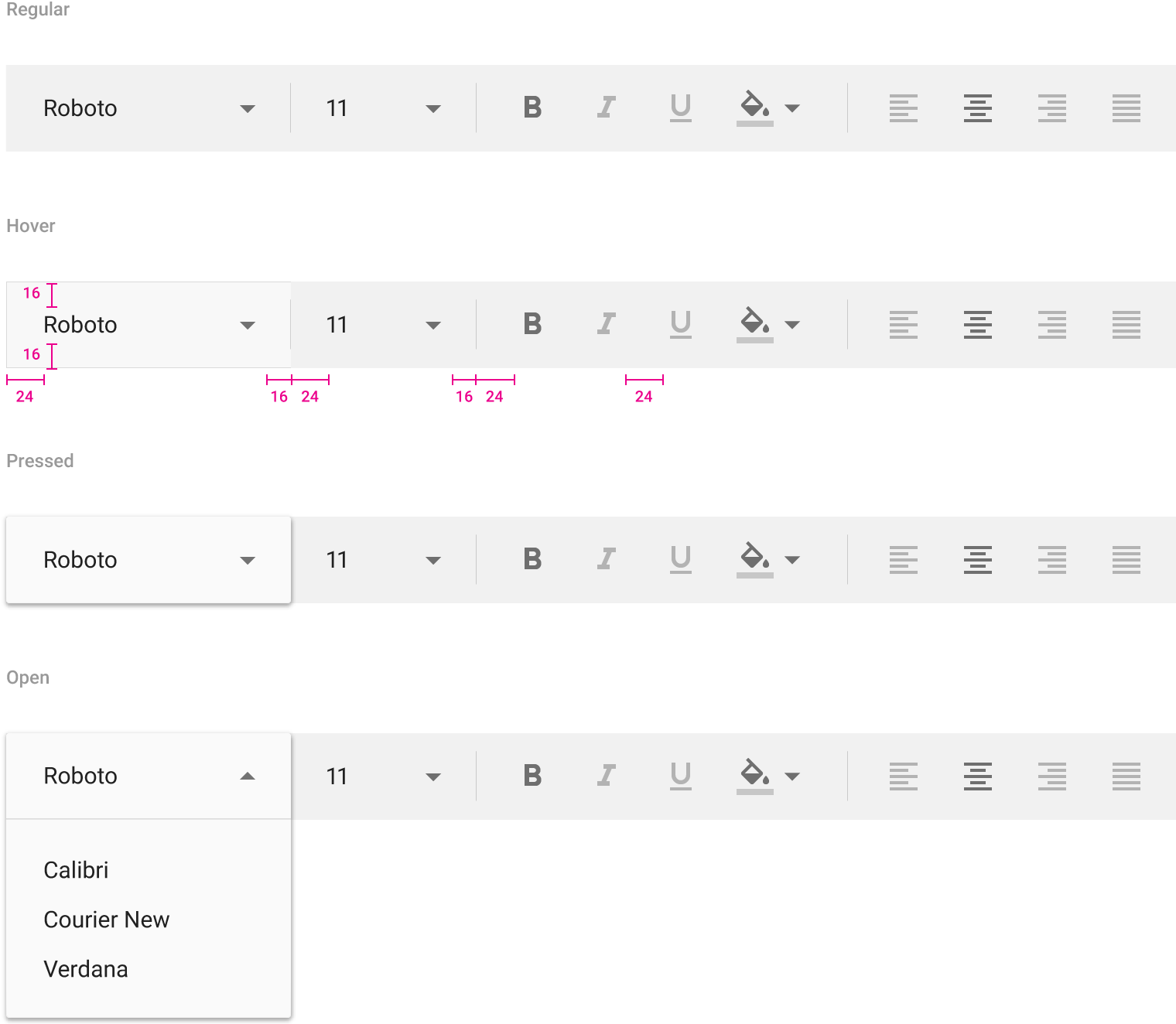 Material Design 中的桌面端下拉列表
