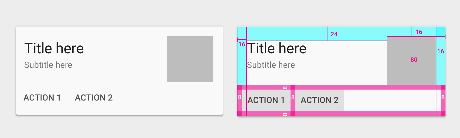 Material Design 示例中的内容块组合