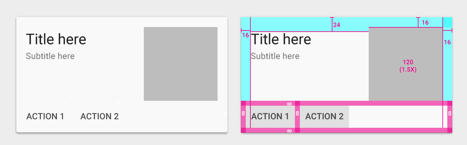 Material Design 示例中的内容块组合