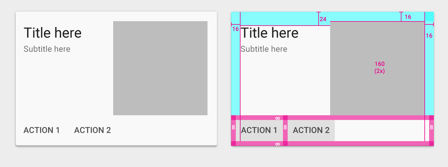 Material Design 示例中的内容块组合