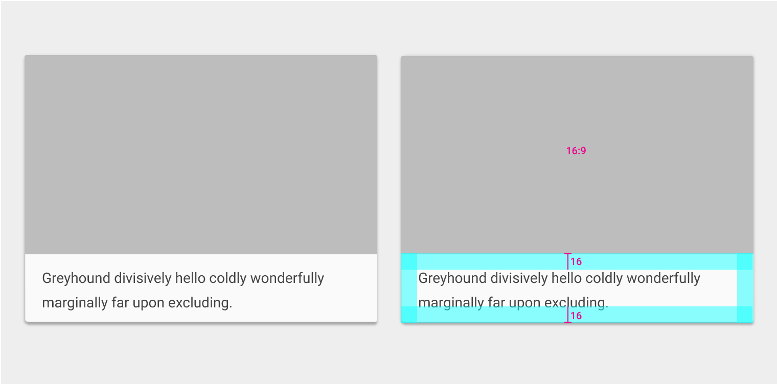Material Design 示例中的内容块组合