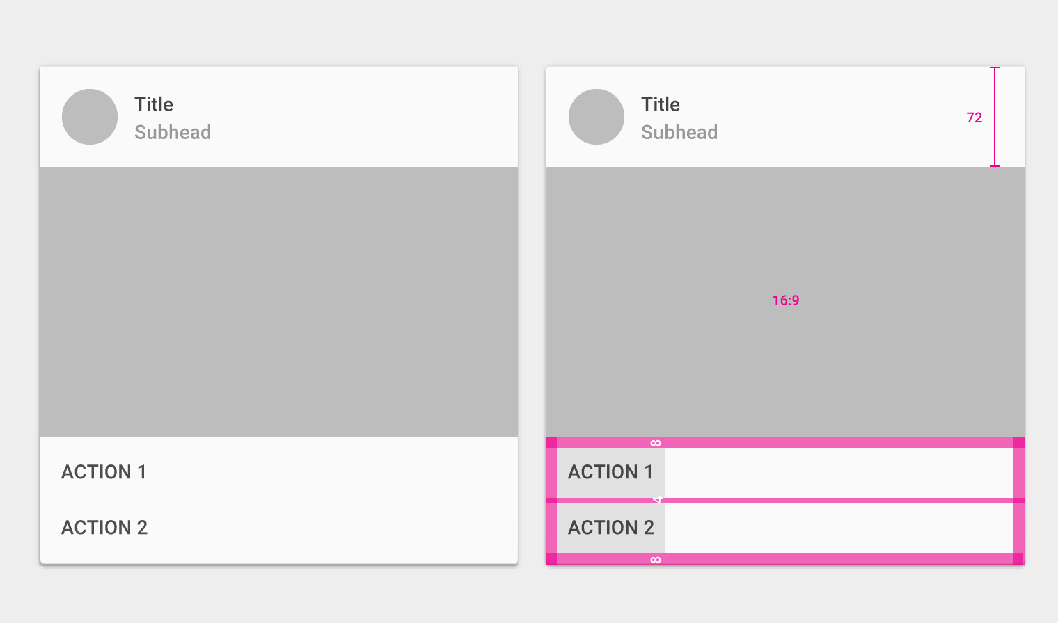 Material Design 示例中的内容块组合
