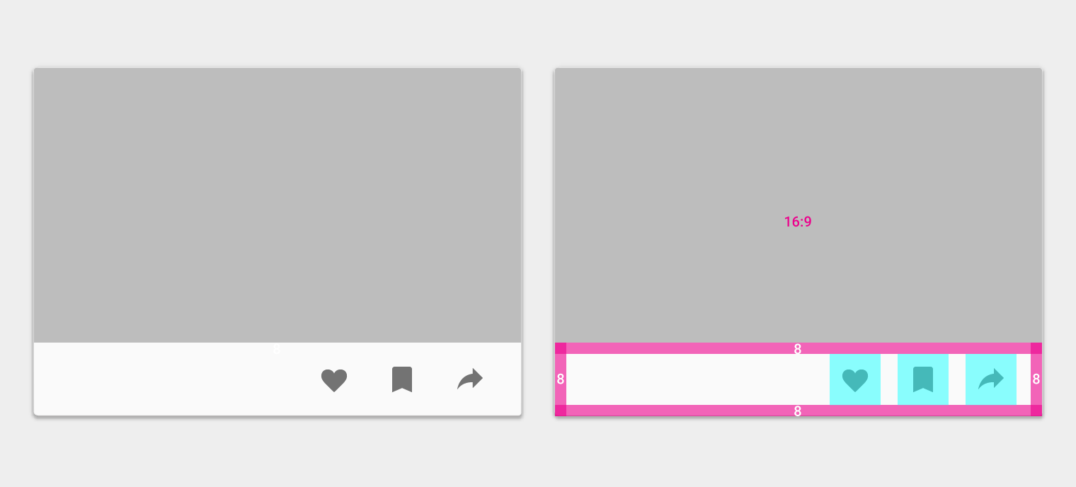Material Design 示例中的内容块组合