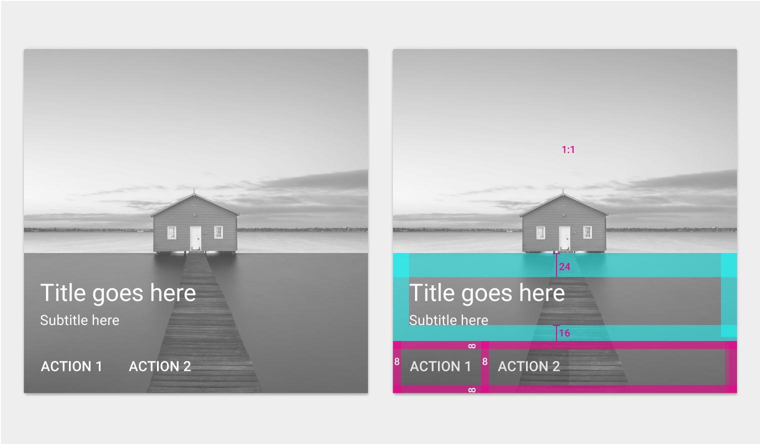 Material Design 示例中的内容块组合
