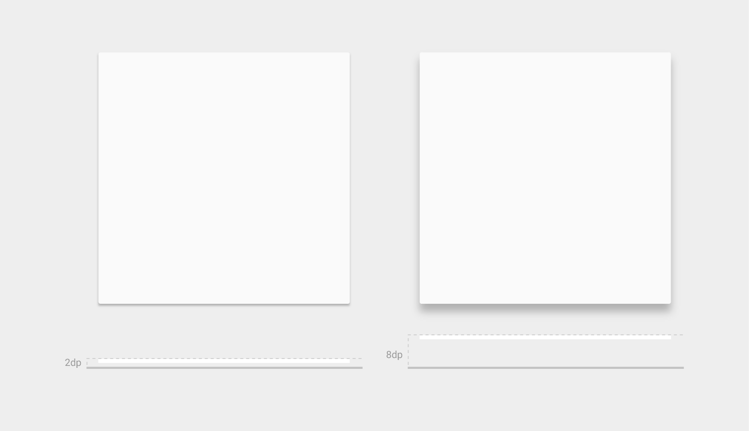 Material Design:卡片具有 2dp 和 8dp 海拔高度