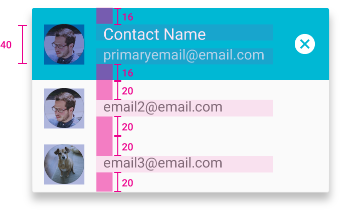 Material Design 中聚焦的联系人标签