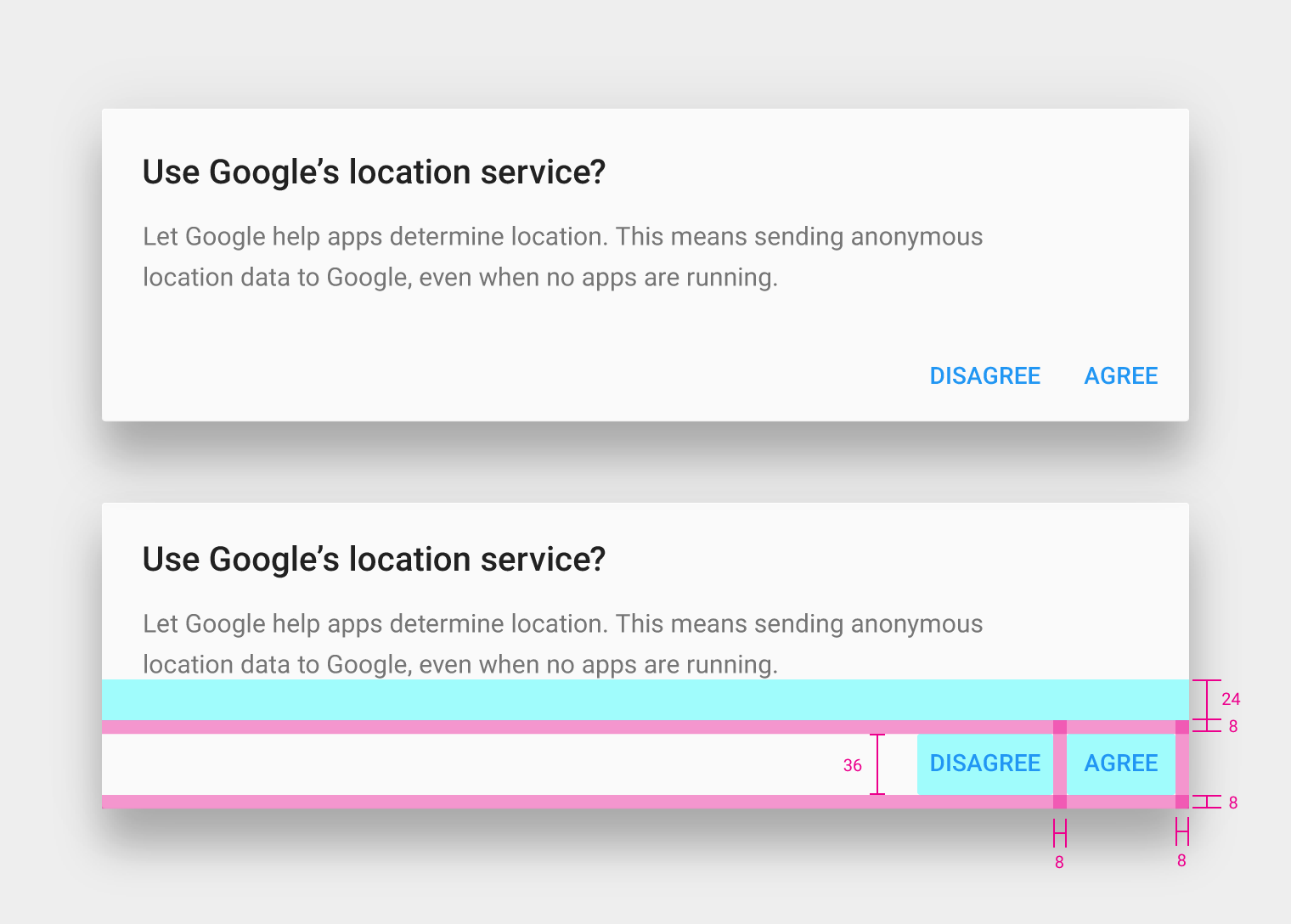 Material Design dialog with 24dp bottom padding