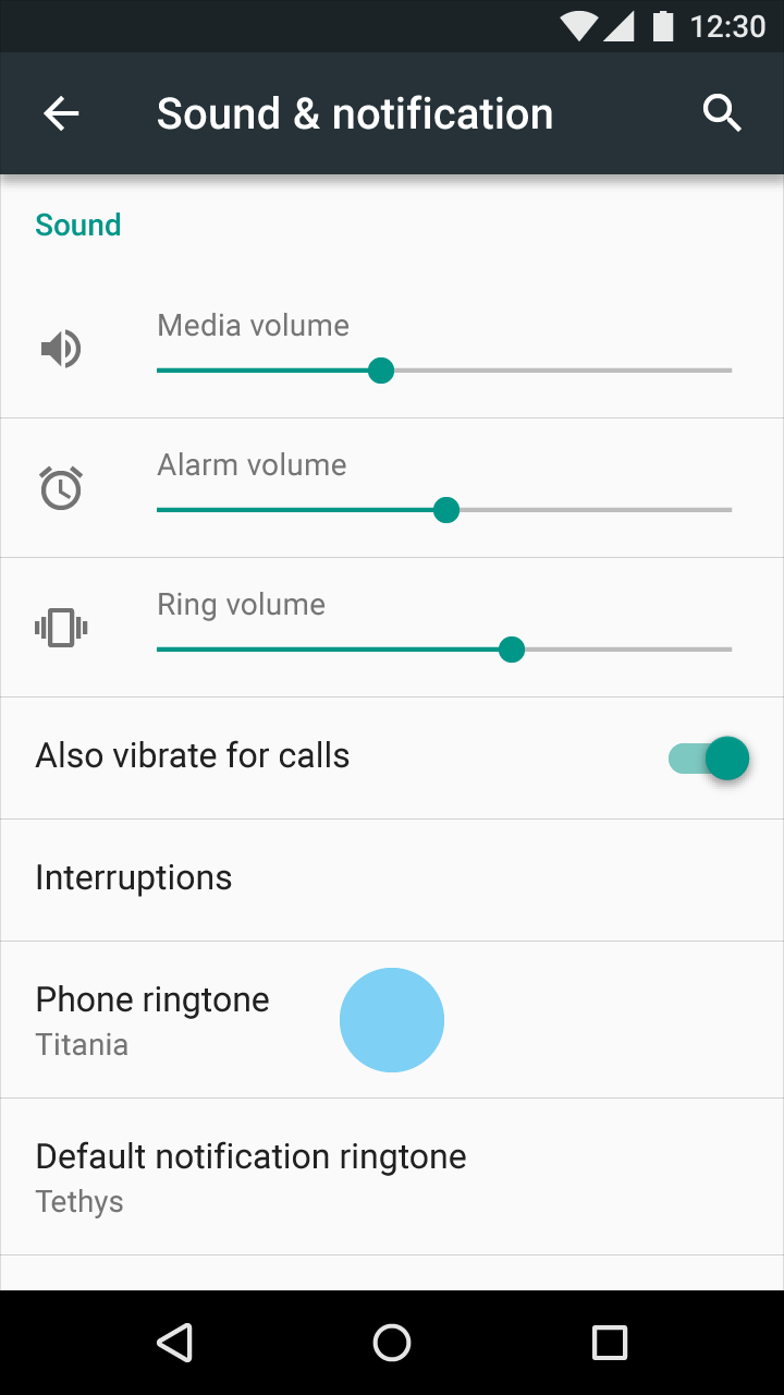 Material Design ringtone selection requires 'OK' tap