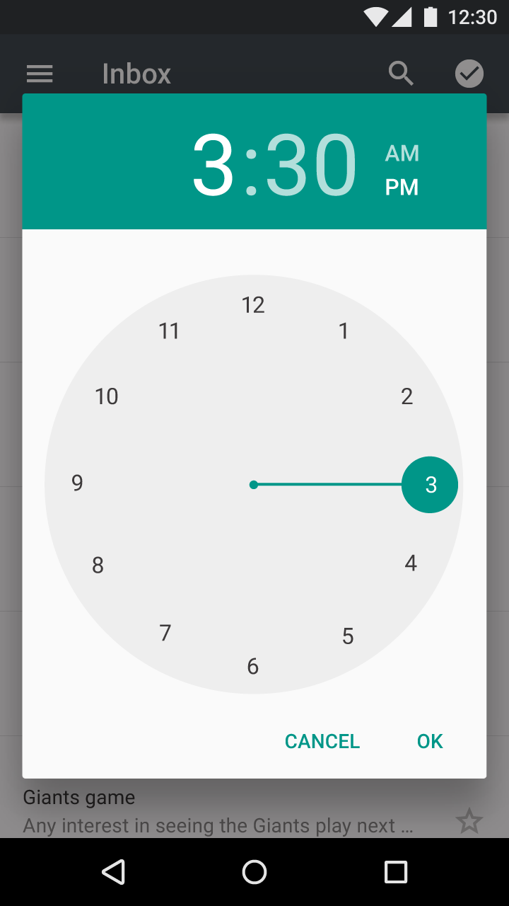 Material Design explicit confirm and cancel buttons