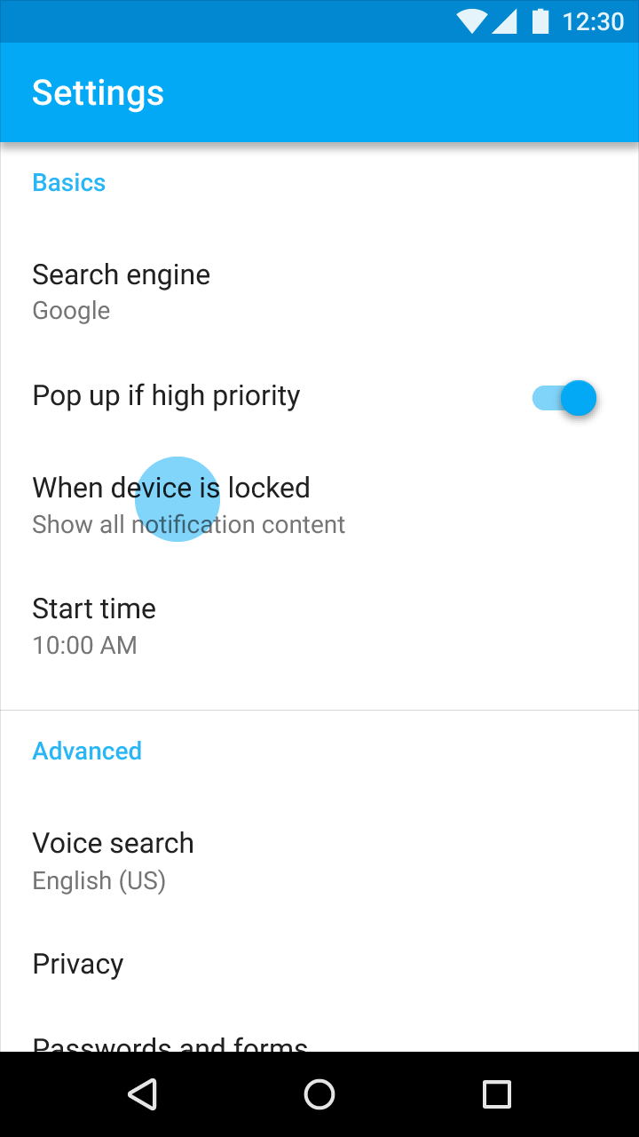 Simple menu examples in Material Design