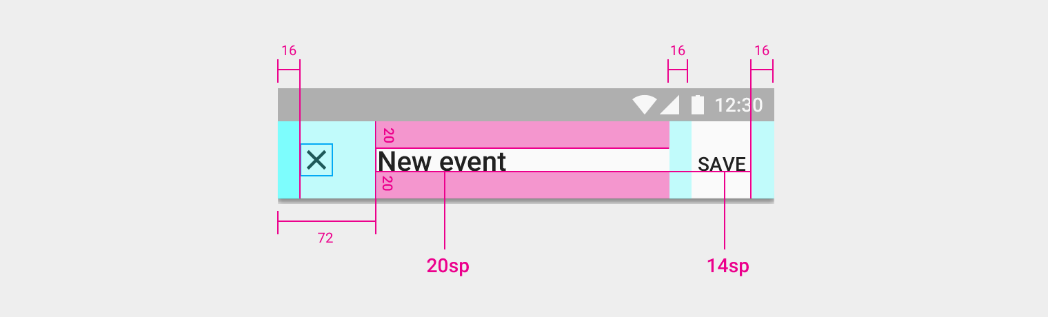 Material Design full-screen dialog app bar detail