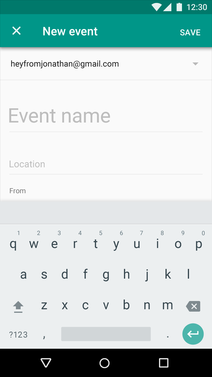 Full-screen dialog with Material Design app bar text