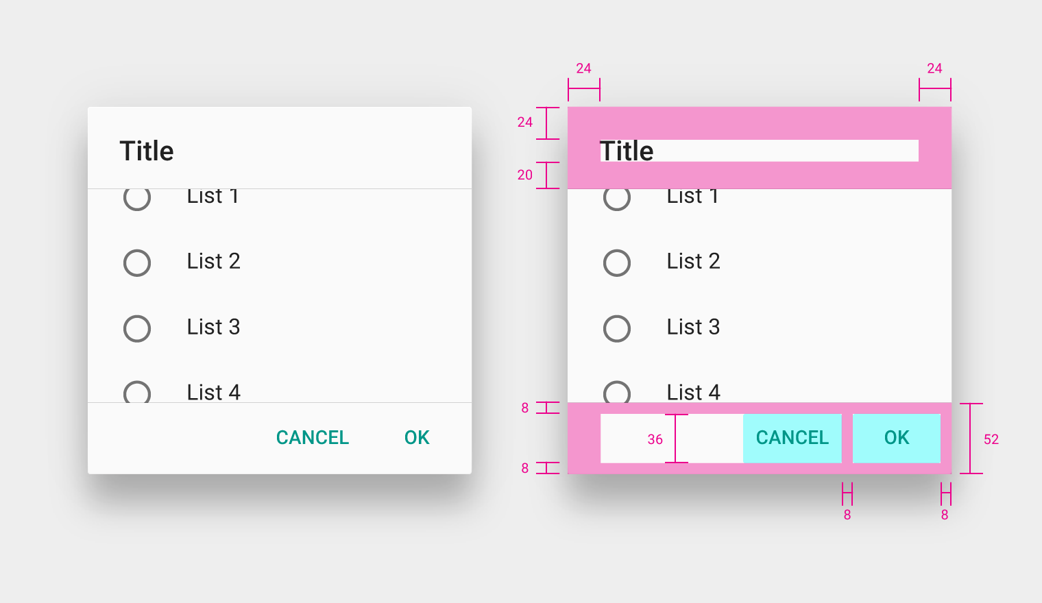 Material Design dialog content padding in scrolled state