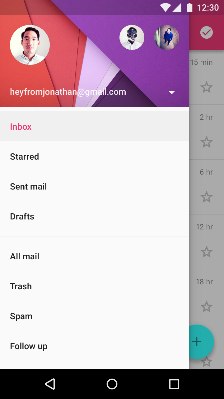 Material Design full-bleed divider example