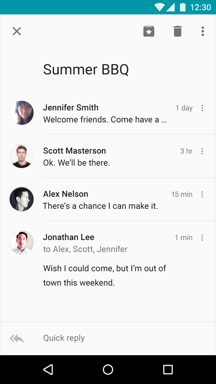 Material Design inset divider example