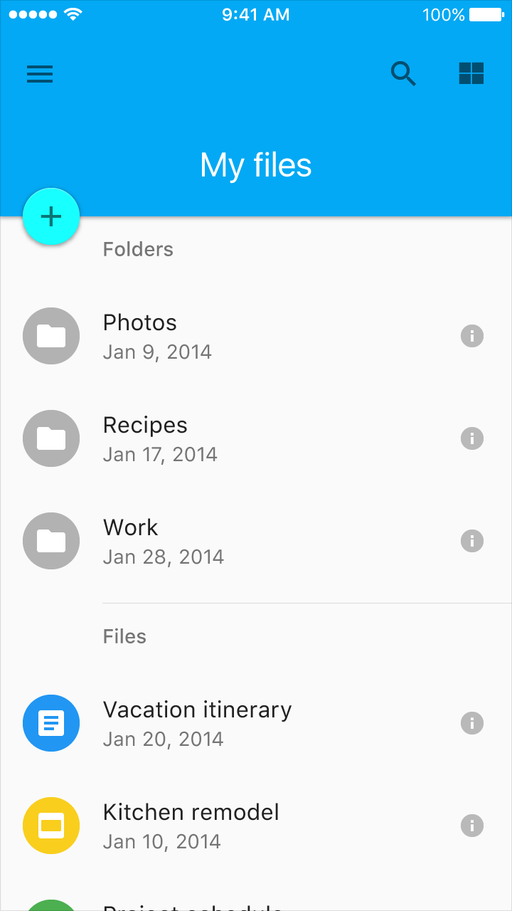 Material Design divider above subheader example