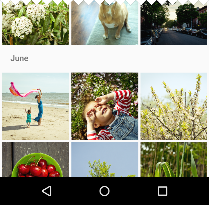 Material Design: Indicate overflow with cut-off grid tiles