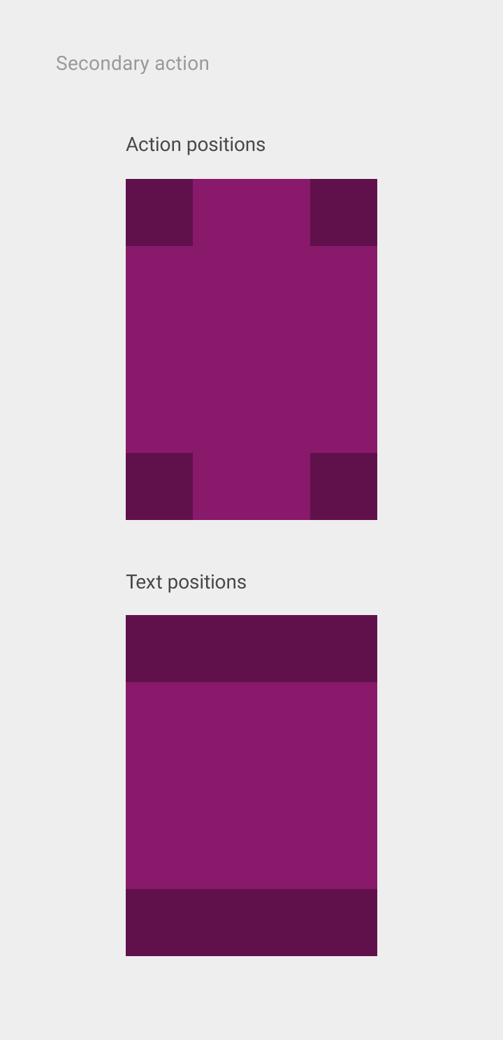 Material Design secondary action example with text positions