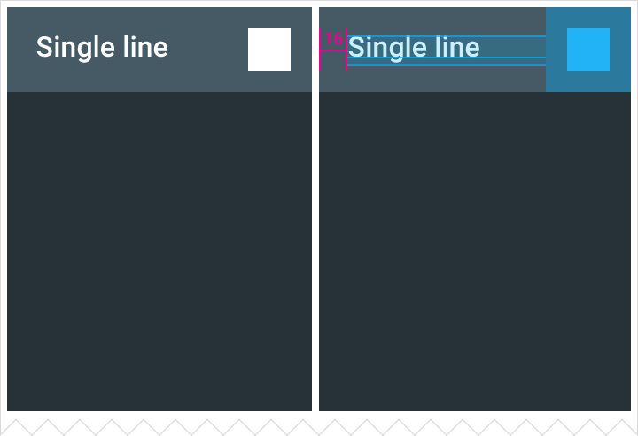 Material Design single-line grid list with icon