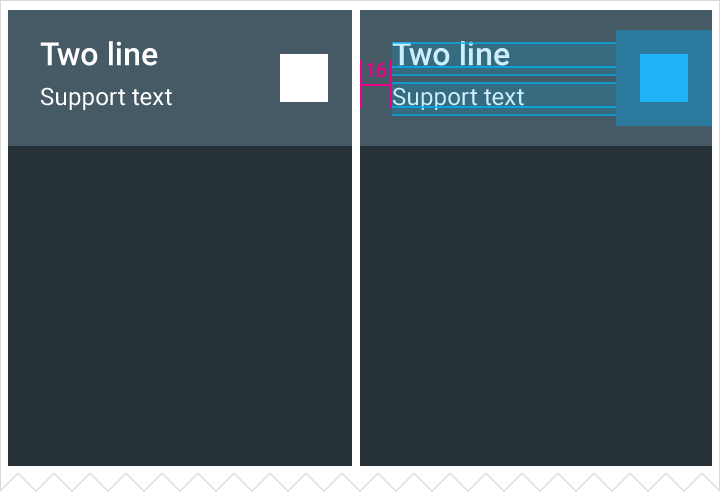 Two-line text with icon - Material Design
