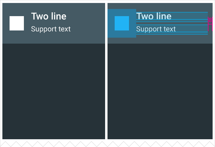 Material Design two-line text with icon