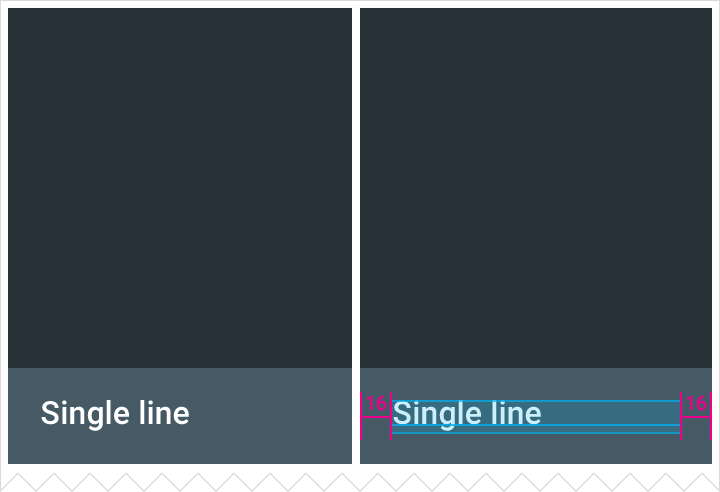 Material Design single-line grid list footer