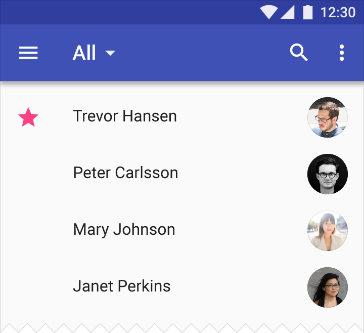 Material Design 中的列表不要按随机顺序显示信息