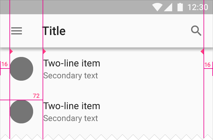 Material Design 中的两行列表规格