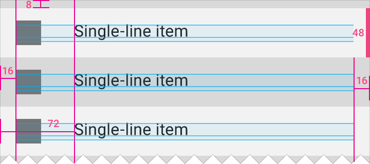 Material Design 中的含图标单行列表规范