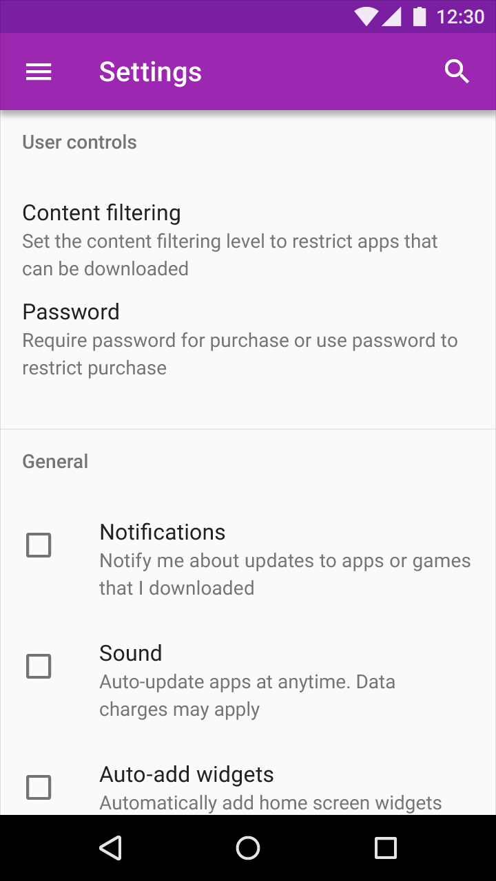 Material Design 中含图标的三行列表示例