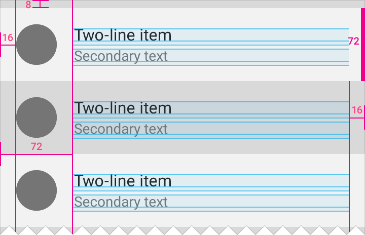 Material Design 中含头像的两行列表规格