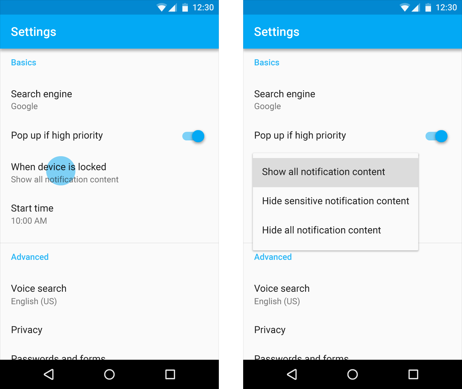 Material Design 中的简单菜单示例