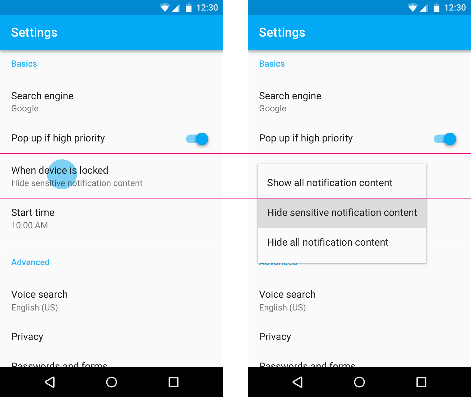 Material Design 中菜单项随意置于列表项上