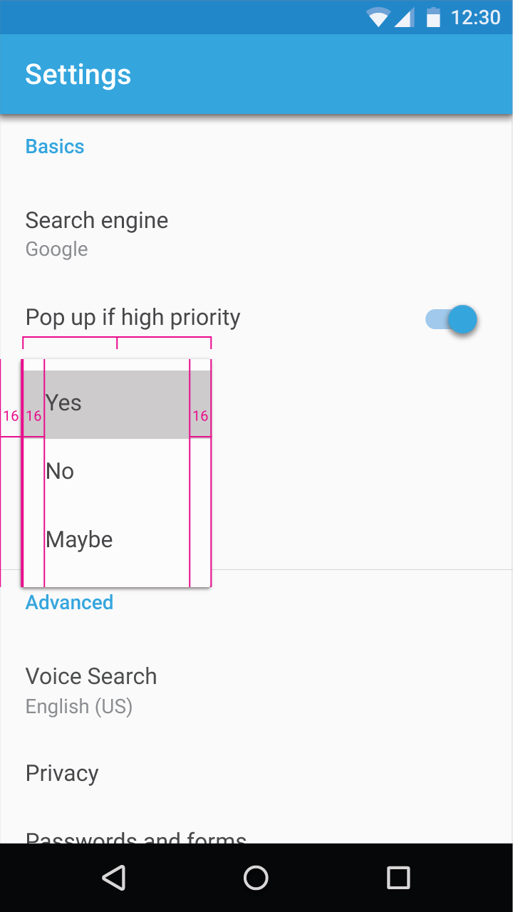 Material Design 中菜单宽度随字符串长度变化
