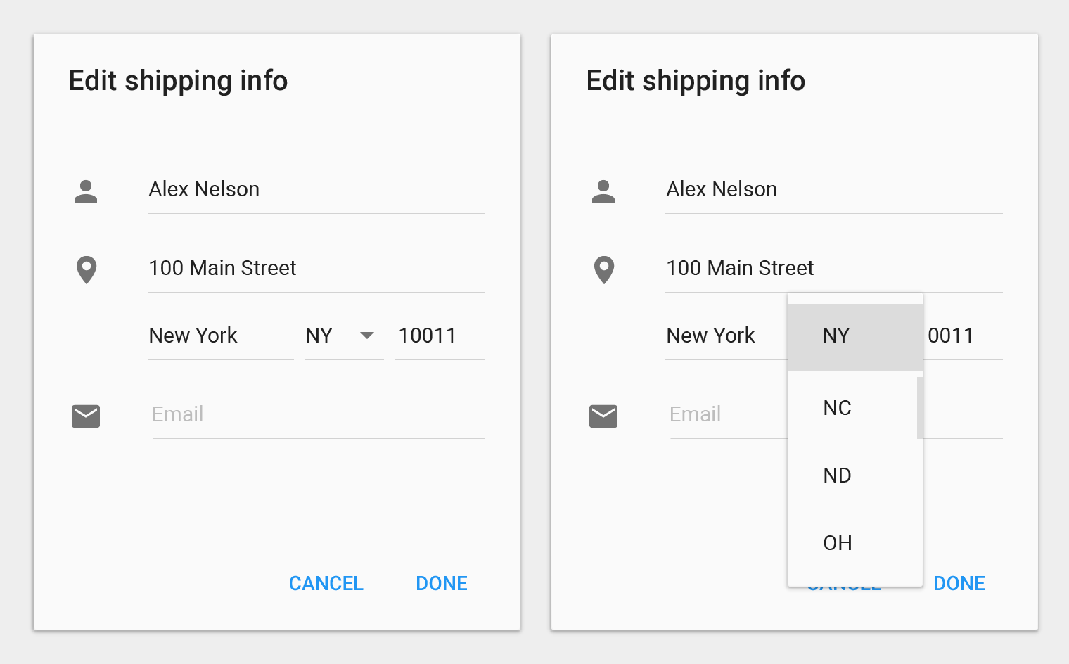 Material Design 中的当前选中菜单项显示在触发元素上方