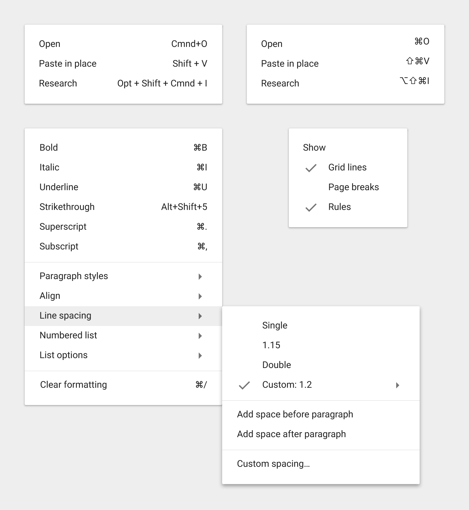 Material Design 中的菜单项示例