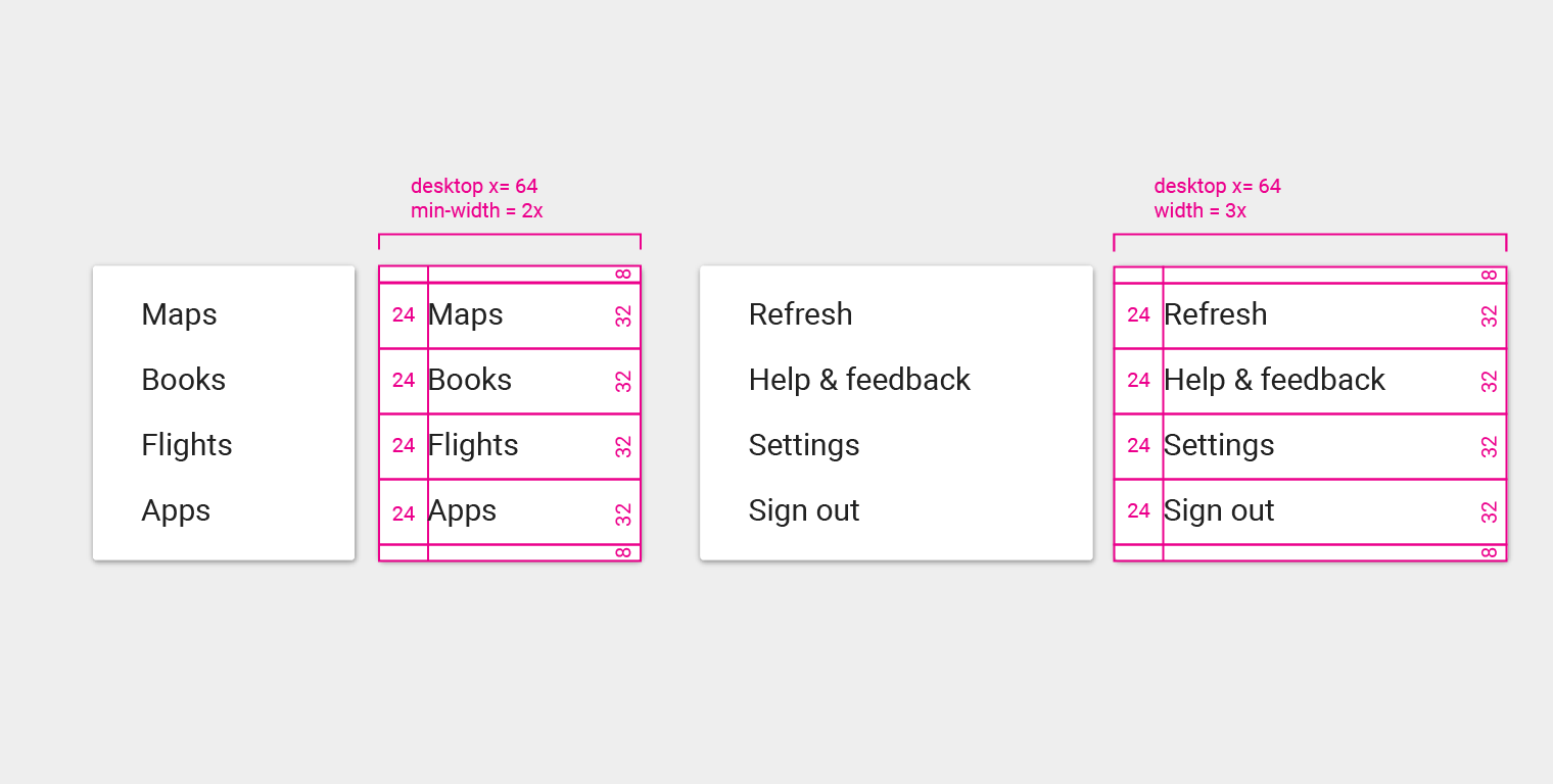 Material Design 中的默认桌面菜单