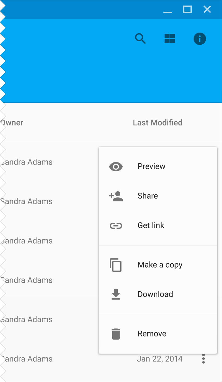 Material Design 中的上下文菜单