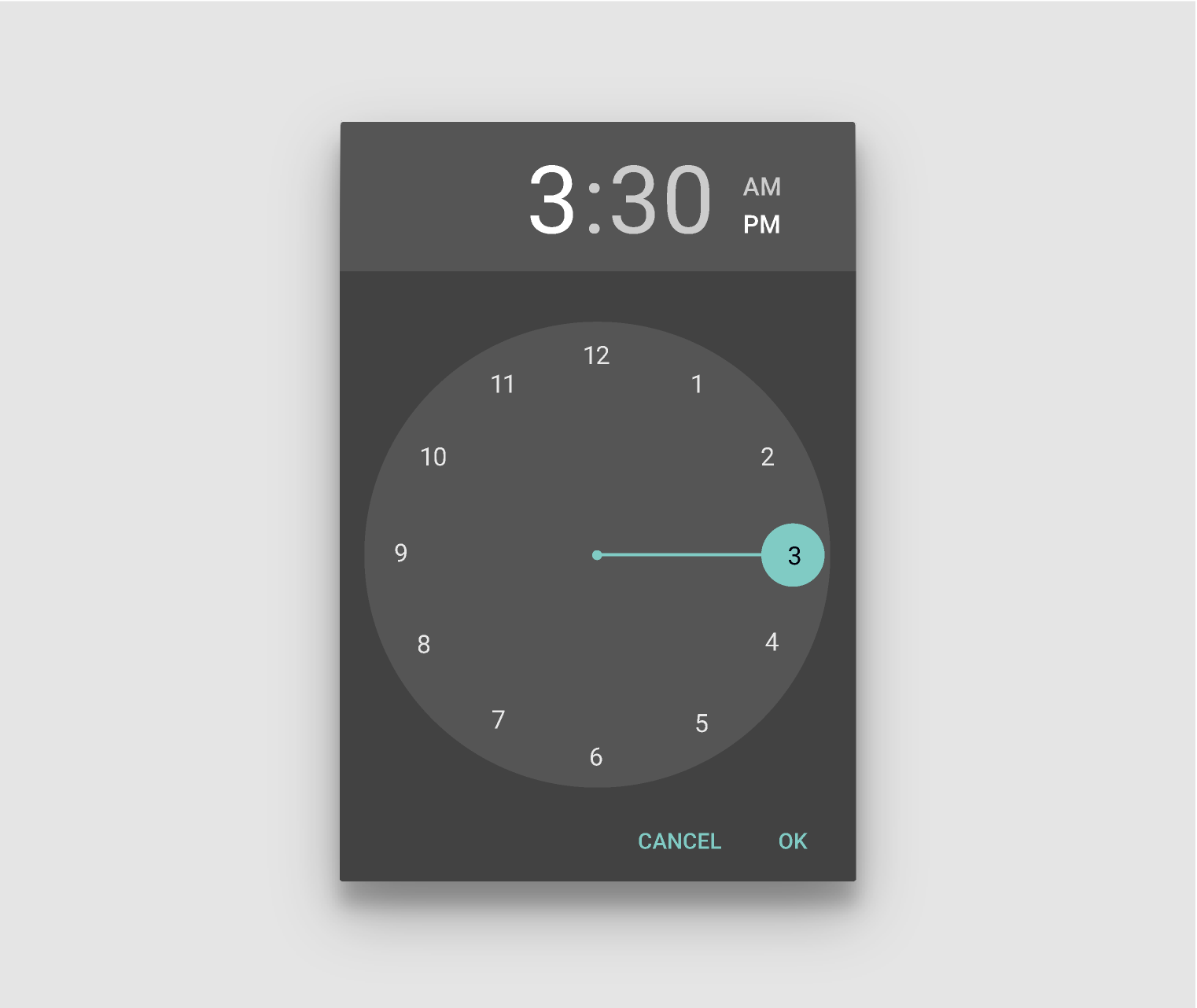 Material Design 暗色主题时间选择器