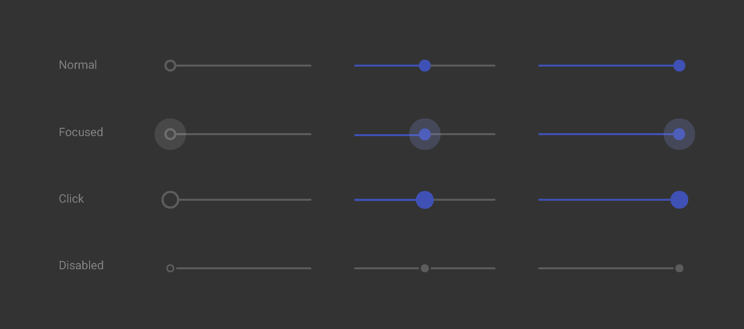 Material Design 暗色主题连续滑块