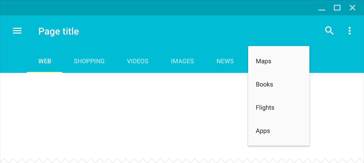 Material Design Tabs with expanded More dropdown