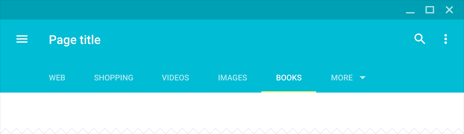 Material Design Tabs with Books from More menu