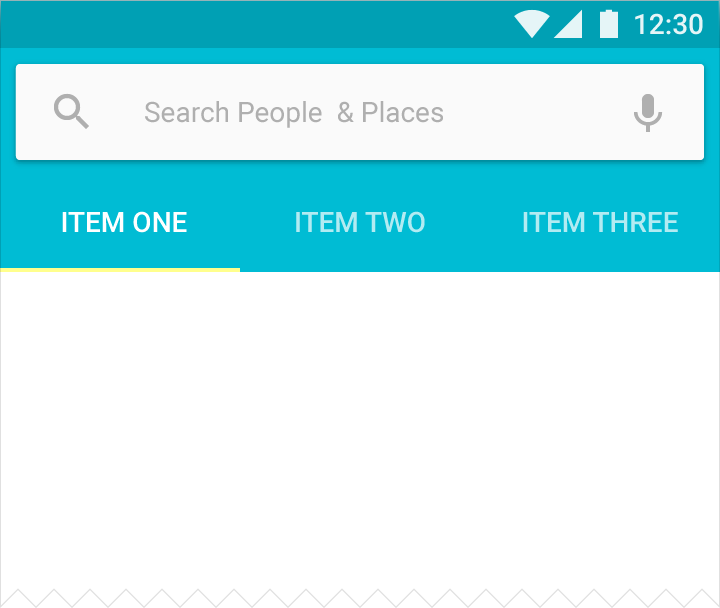 Material Design inset search and fixed tab bar